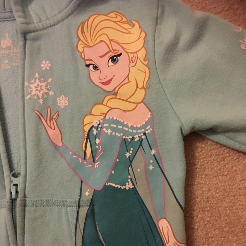 Disney Parks Elsa Zipper Sweatshirt in Size XXS.